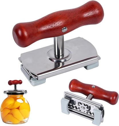 2-Pack Adjustable Jar Opener, Stainless Steel Lid Remover, Wood Handle