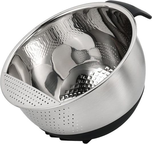Rice Washing Bowl with Strainer Stainless Steel Quinoa Washer Bowl | Side Drainers Colander for Cleaning Fruits, Vegetables, and Beans - Versatile Kitchen Tool