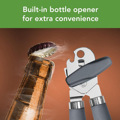 Can and Jar Opener Set Manual Handheld Kitchen Tool with Comfort Grip Handles, Easy to Use Stainless Steel Jar and Smooth Edge Can Opener with Built In Bottle Cap Lifter, Charcoal Gray