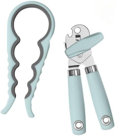 Can and Jar Opener Set Manual Handheld Kitchen Tool with Comfort Grip Handles, Easy to Use Stainless Steel Jar and Smooth Edge Can Opener with Built In Bottle Cap Lifter, Charcoal Gray