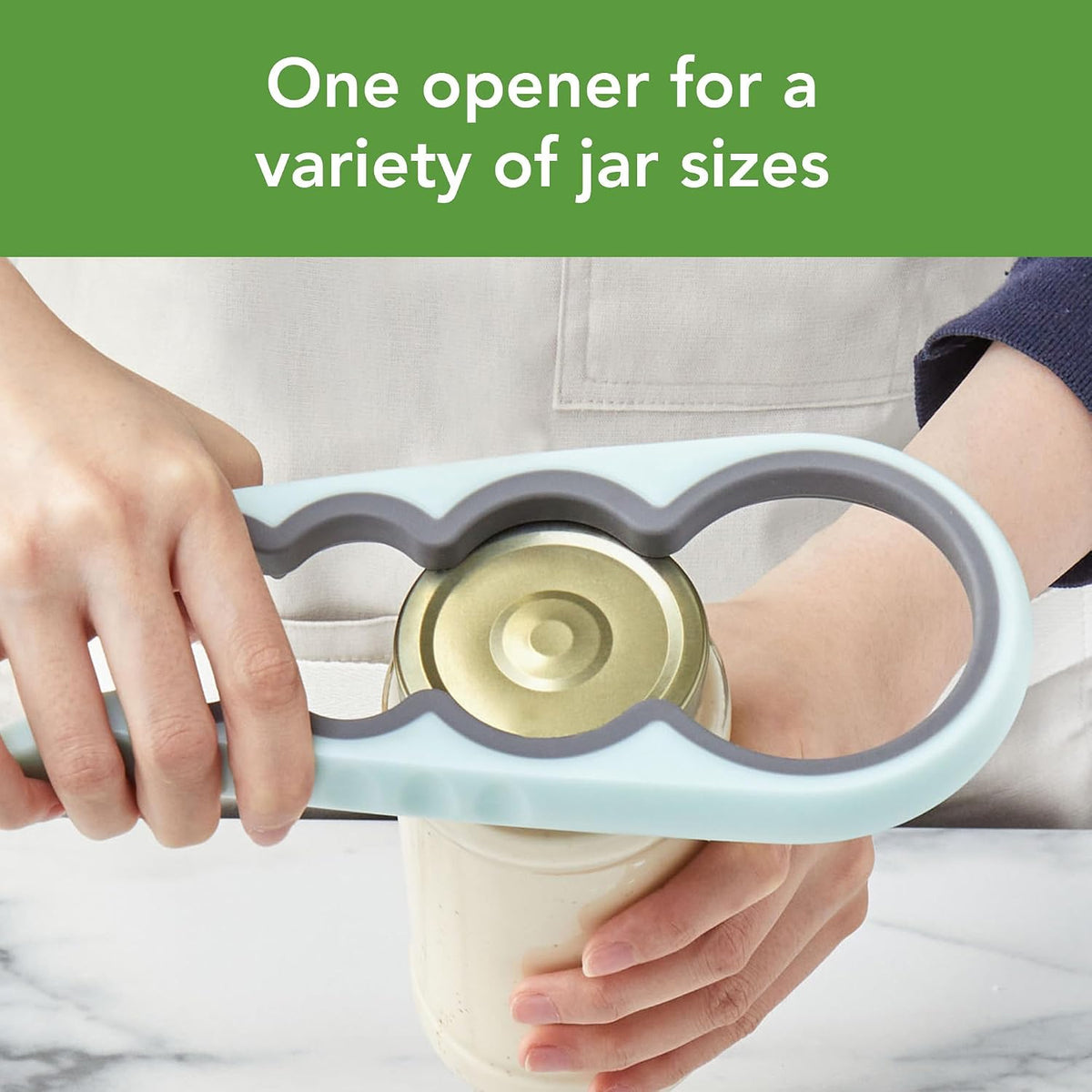 Can and Jar Opener Set Manual Handheld Kitchen Tool with Comfort Grip Handles, Easy to Use Stainless Steel Jar and Smooth Edge Can Opener with Built In Bottle Cap Lifter, Charcoal Gray