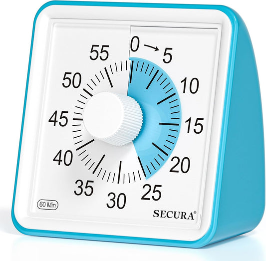 60-Minute Visual Timer, Classroom Timer, Countdown Timer for Kids and Adults, Time Management Tool for Teaching (Blue & Blue)