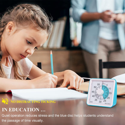 60-Minute Visual Timer, Classroom Timer, Countdown Timer for Kids and Adults, Time Management Tool for Teaching (Blue & Blue)