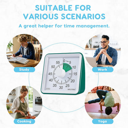 60-Minute Visual Timer, Classroom Timer, Countdown Timer for Kids and Adults, Time Management Tool for Teaching (Blue & Blue)