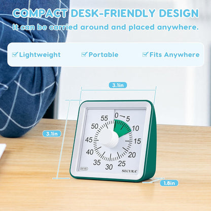 60-Minute Visual Timer, Classroom Timer, Countdown Timer for Kids and Adults, Time Management Tool for Teaching (Blue & Blue)