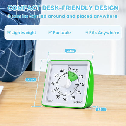 60-Minute Visual Timer, Classroom Timer, Countdown Timer for Kids and Adults, Time Management Tool for Teaching (Blue & Blue)