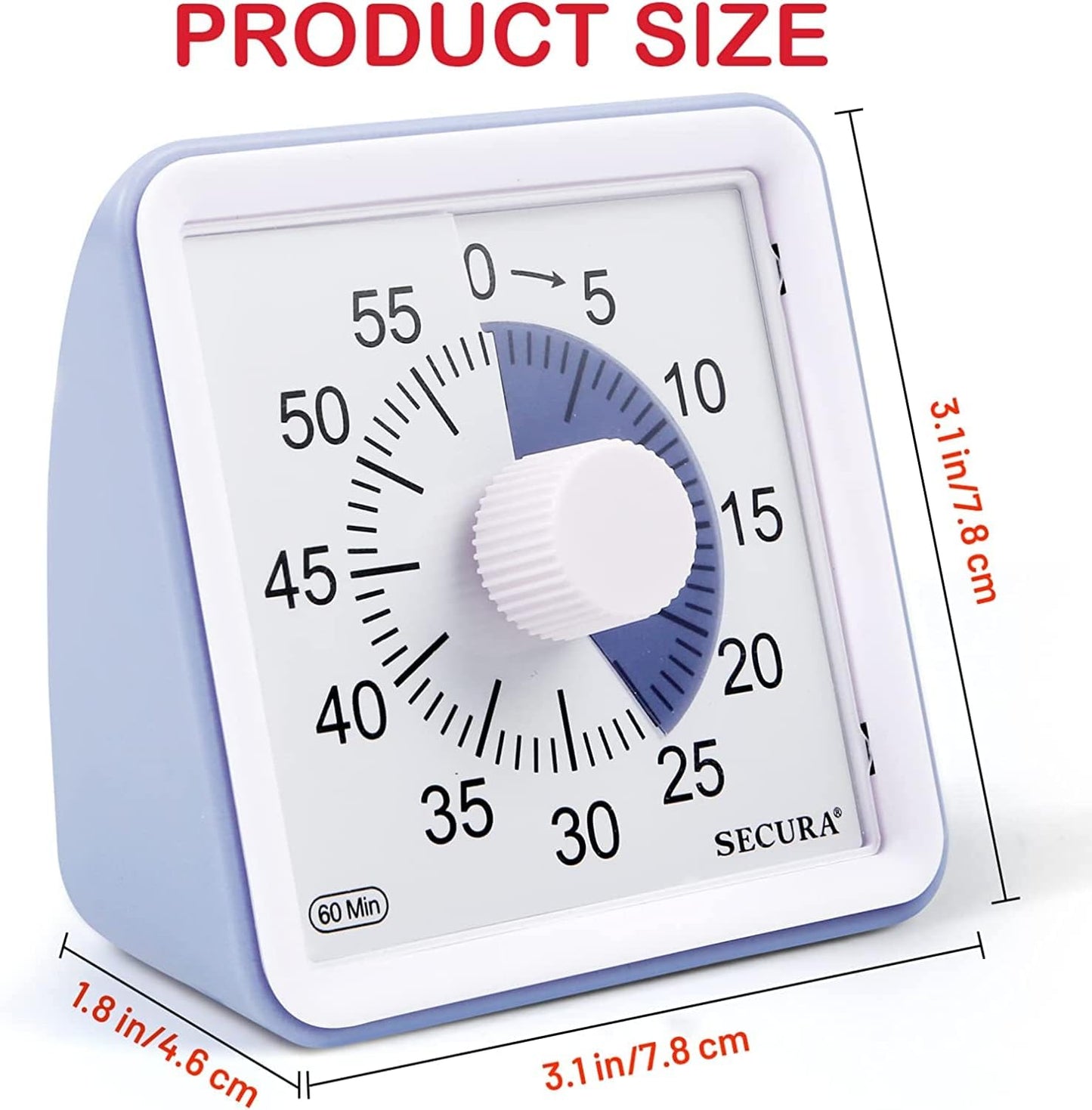 60-Minute Visual Timer, Classroom Timer, Countdown Timer for Kids and Adults, Time Management Tool for Teaching (Blue & Blue)