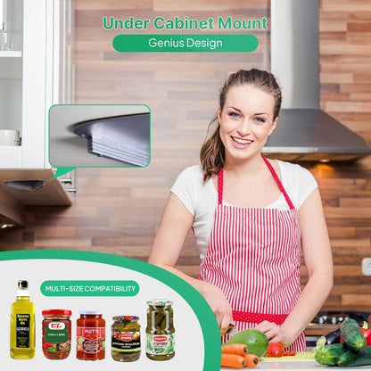 Upgraded Stainless Steel Under Cabinet Jar Opener for Seniors, Under Cabinet Jar Openers for Weak Hands, Jar Lid & Bottle Cap Opener Tool, Under Counter Can Opener, One Handed Jar opener