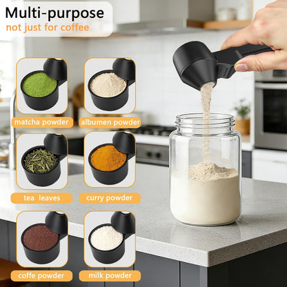 Coffee Scoop with Funnel for Reusable K Cup Refillable Coffee Pods, Mess-Free Spoon for Ground Coffee,Protein Powder Transfer Scoop,Funnel Design without Spilling (Black)