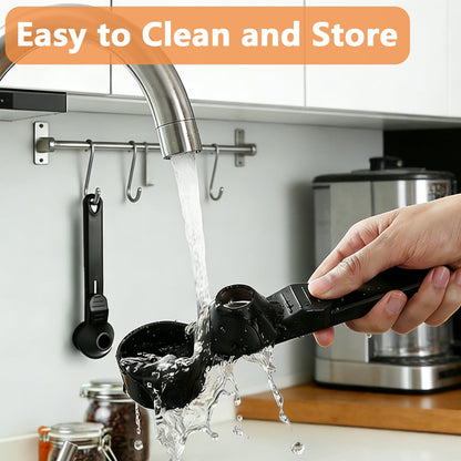 Coffee Scoop with Funnel for Reusable K Cup Refillable Coffee Pods, Mess-Free Spoon for Ground Coffee,Protein Powder Transfer Scoop,Funnel Design without Spilling (Black)