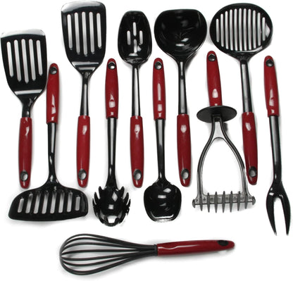 Select Nylon Cooking and Serving Spaghetti or Pasta Fork, 12.5 Inch, Red