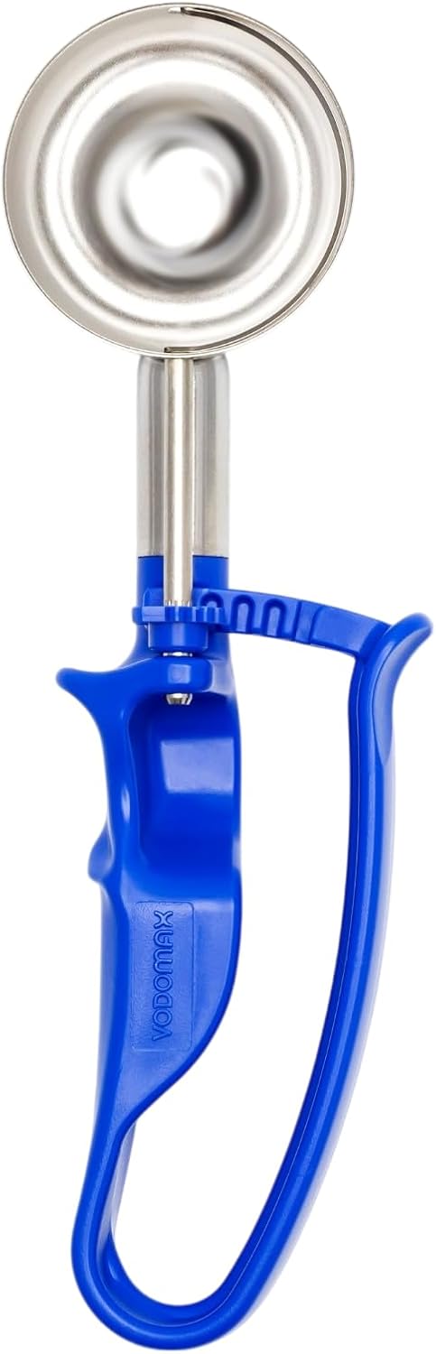Size 16 BLUE (2.07 oz.) Commercial Food Disher, Portioner, Stainless 304, IceCream Scooper, Palm-Squeeze, Portion Control, #16 Scoop, Gelato Scoop, 2 oz. Disher, Non-Zeroll