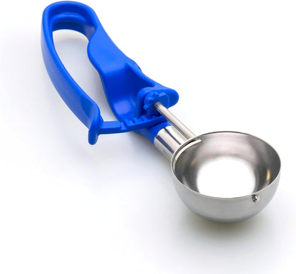 Size 16 BLUE (2.07 oz.) Commercial Food Disher, Portioner, Stainless 304, IceCream Scooper, Palm-Squeeze, Portion Control, #16 Scoop, Gelato Scoop, 2 oz. Disher, Non-Zeroll