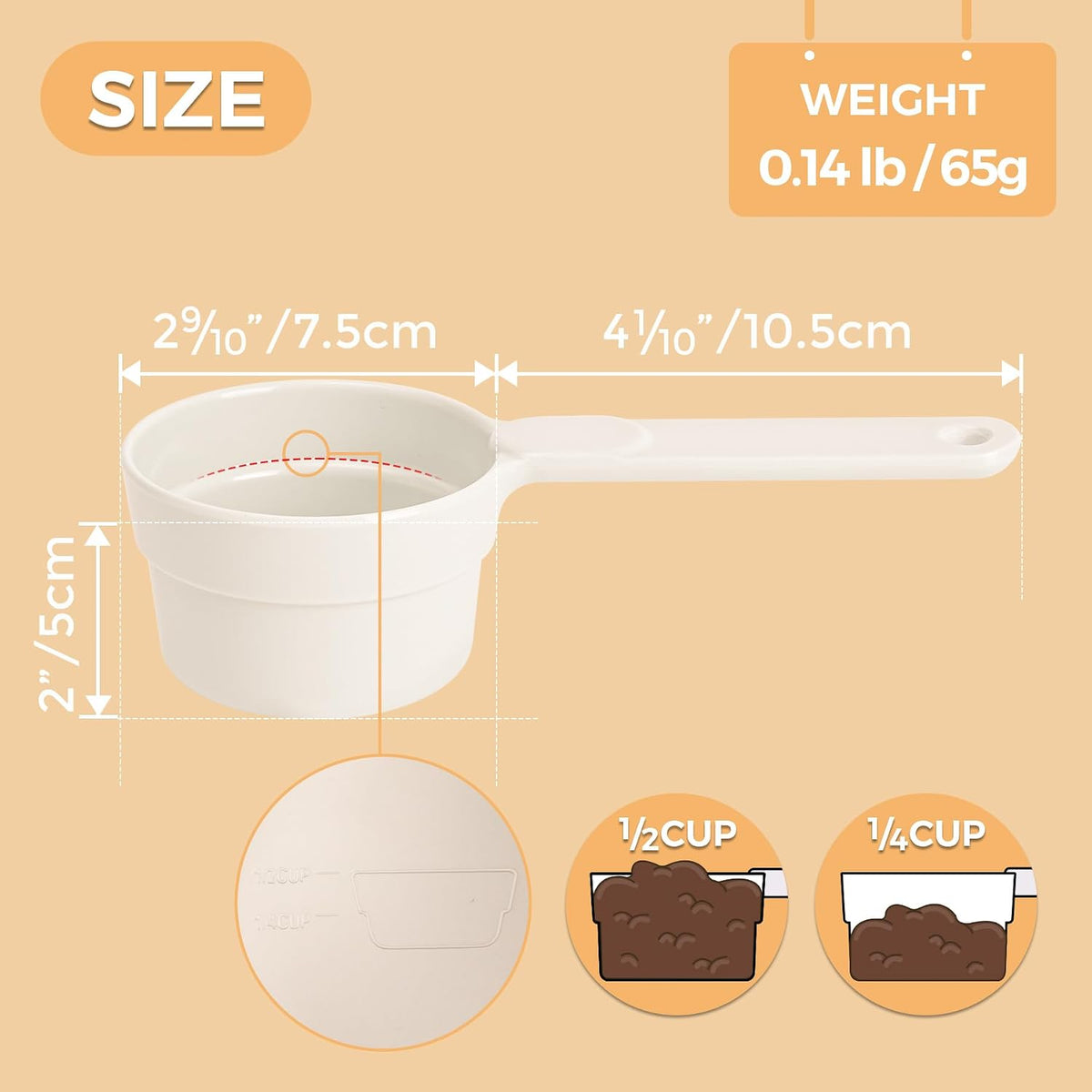 ComSaf Dog Food Scoop 1/2 Cup, Pet Food Measuring Cup for Dogs and Cats