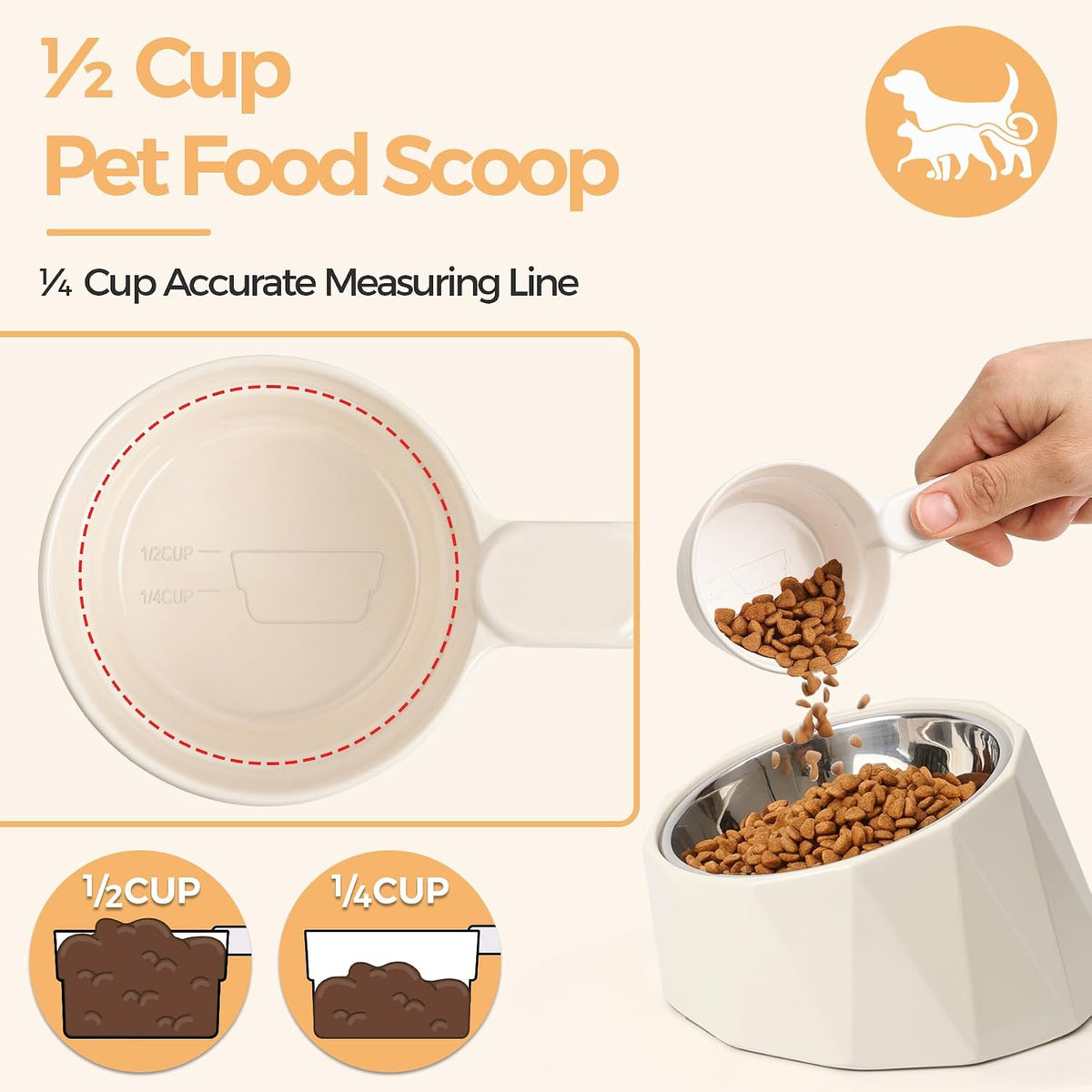 ComSaf Dog Food Scoop 1/2 Cup, Pet Food Measuring Cup for Dogs and Cats