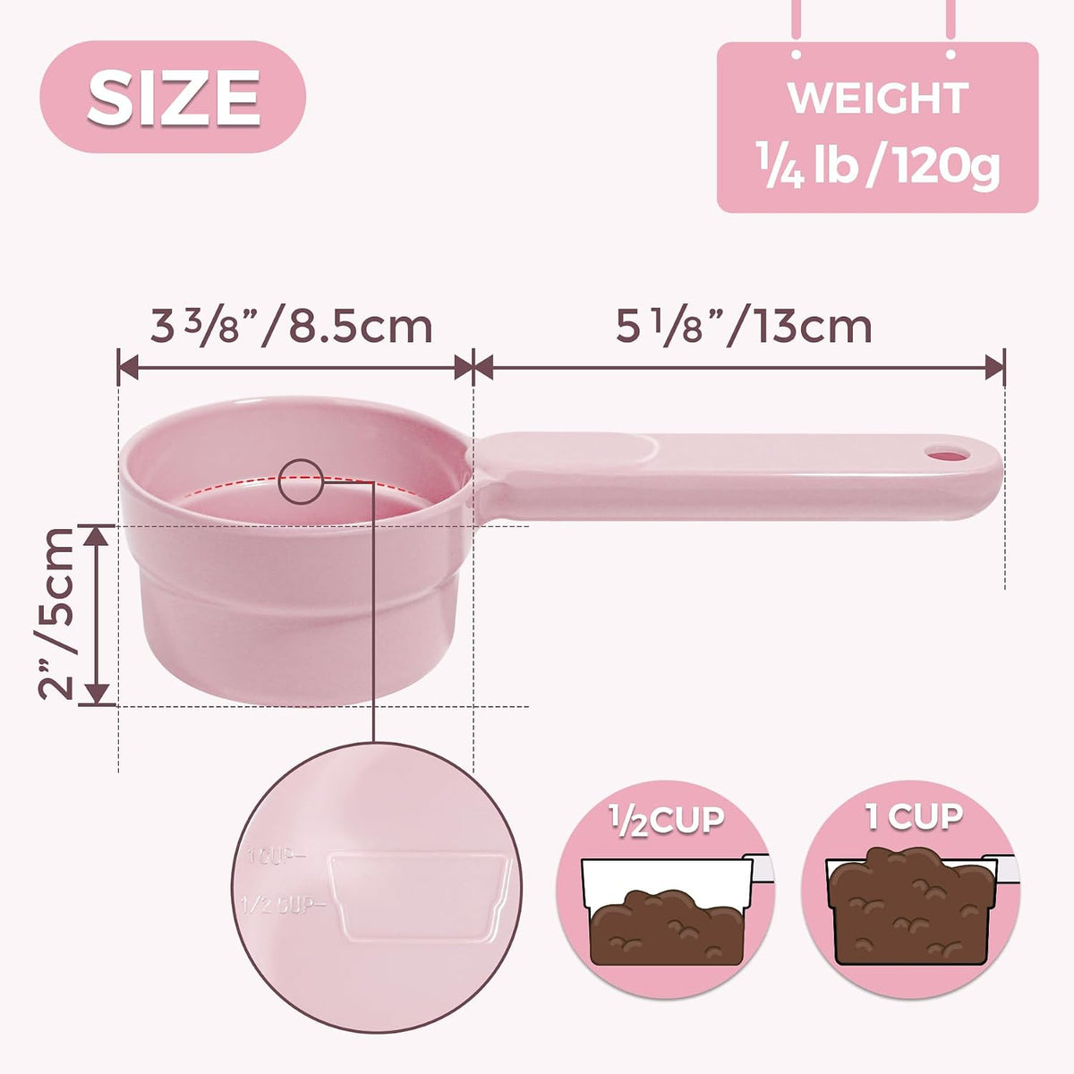 ComSaf Dog Food Scoop 1/2 Cup, Pet Food Measuring Cup for Dogs and Cats