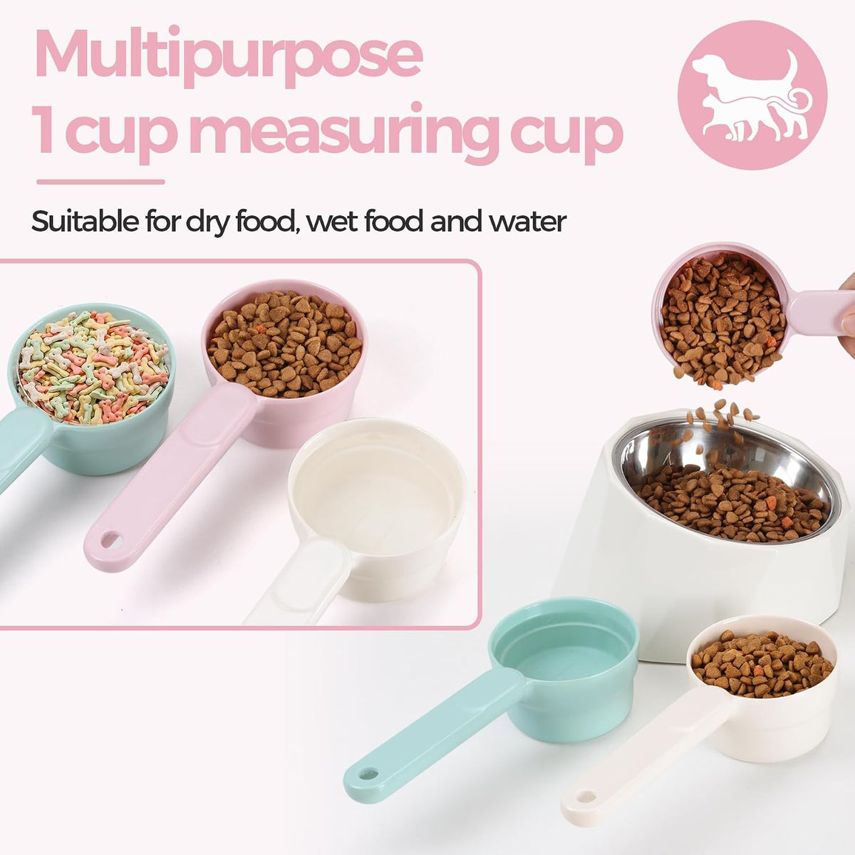 ComSaf Dog Food Scoop 1/2 Cup, Pet Food Measuring Cup for Dogs and Cats