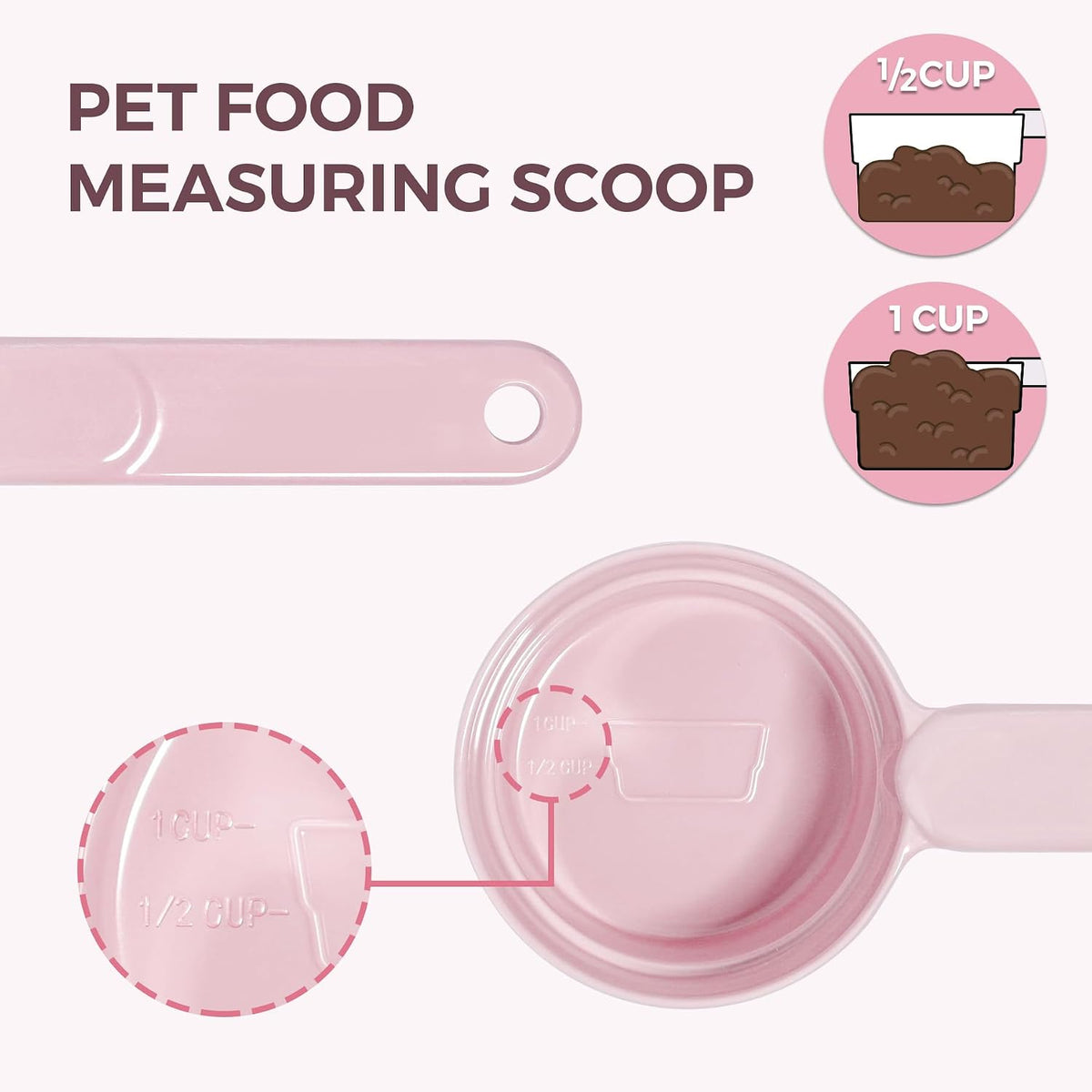 ComSaf Dog Food Scoop 1/2 Cup, Pet Food Measuring Cup for Dogs and Cats