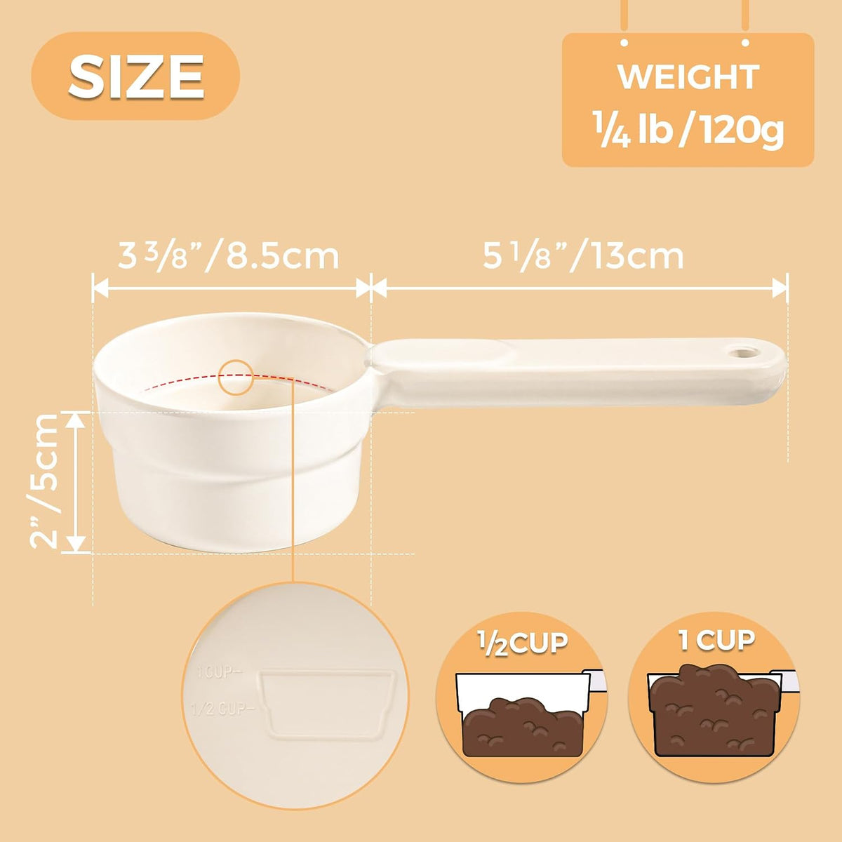 ComSaf Dog Food Scoop 1/2 Cup, Pet Food Measuring Cup for Dogs and Cats
