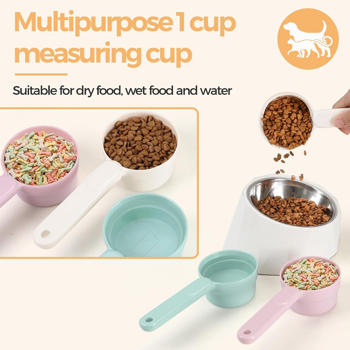 ComSaf Dog Food Scoop 1/2 Cup, Pet Food Measuring Cup for Dogs and Cats
