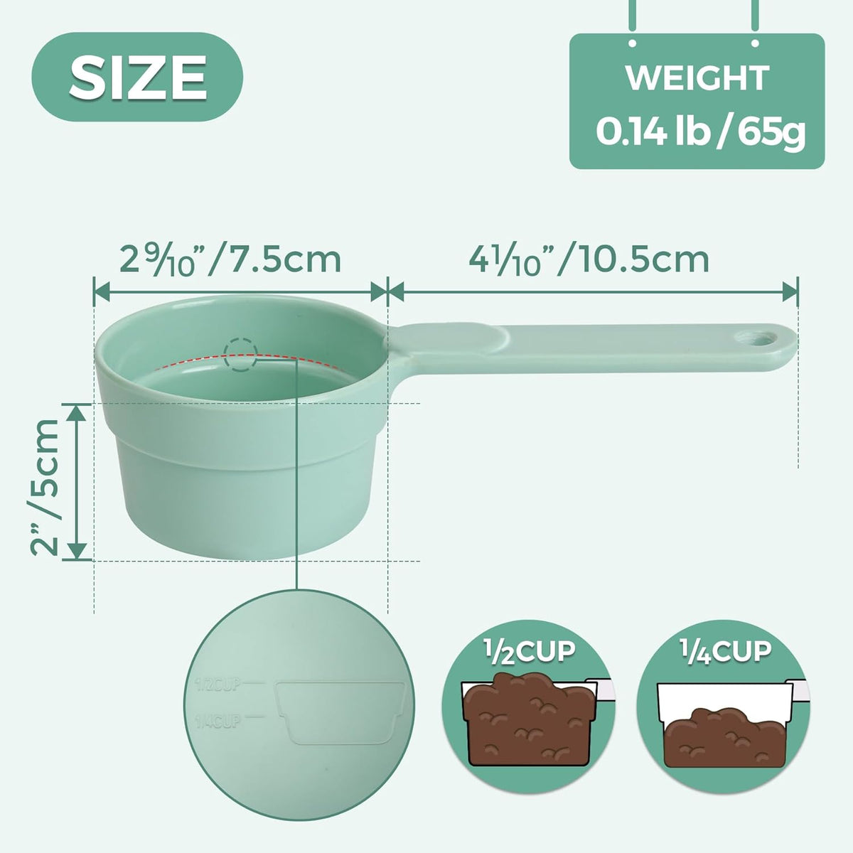 ComSaf Dog Food Scoop 1/2 Cup, Pet Food Measuring Cup for Dogs and Cats