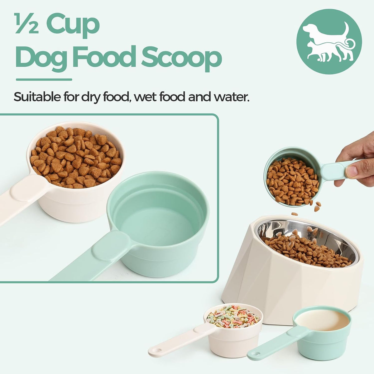 ComSaf Dog Food Scoop 1/2 Cup, Pet Food Measuring Cup for Dogs and Cats