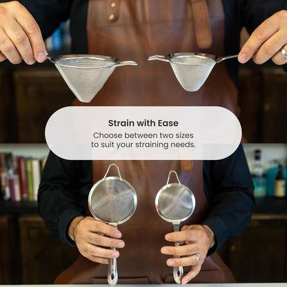 Fine Mesh Cocktail Strainer, 304 Conical Sieve, Silver Finish | Ergonomic Handle, Rustproof Bar Tool, For Double Straining Tea, Coffee, Kombucha, Culinary Prep, Home Kitchen Use, Great Pick