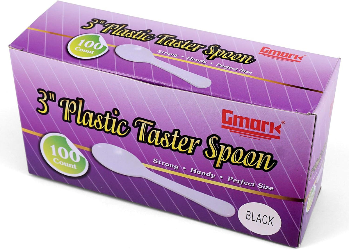 Extra Sturdy, 100pc 3" Taster Spoons Plastic Mini Spoons, Extra Sturdy, BPA Free, For Ice Cream, Dessert, White 1 Box Set GM1002F