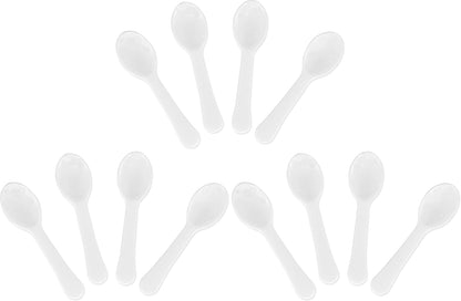 Extra Sturdy, 100pc 3" Taster Spoons Plastic Mini Spoons, Extra Sturdy, BPA Free, For Ice Cream, Dessert, White 1 Box Set GM1002F