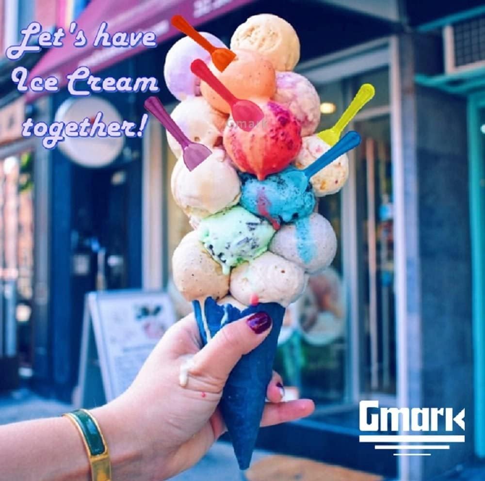 Extra Sturdy, 100pc 3" Taster Spoons Plastic Mini Spoons, Extra Sturdy, BPA Free, For Ice Cream, Dessert, White 1 Box Set GM1002F