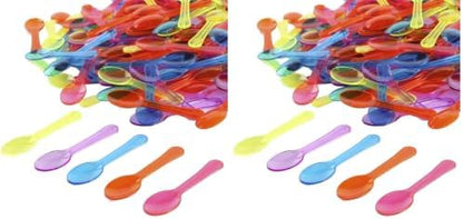 Extra Sturdy, 100pc 3" Taster Spoons Plastic Mini Spoons, Extra Sturdy, BPA Free, For Ice Cream, Dessert, White 1 Box Set GM1002F