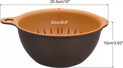 Kitchen Strainer Colander Bowl Set, Medium Double Layer Drain Basin and Basket Suitable for Fruits, Vegetables, Pasta, Cleaning Washing - Purple