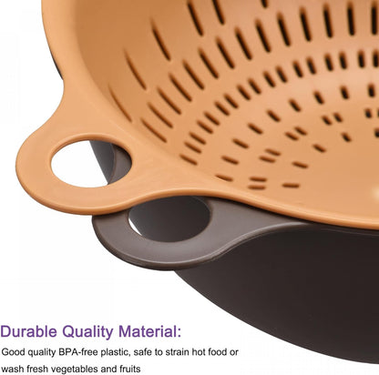 Kitchen Strainer Colander Bowl Set, Medium Double Layer Drain Basin and Basket Suitable for Fruits, Vegetables, Pasta, Cleaning Washing - Purple