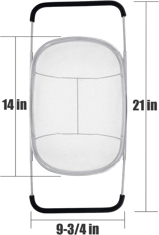 Fine Mesh Colander Over The Sink 6 Quart Stainless Steel Strainer Basket | Expandable Rubber Grip Handles - Strain, Drain, Rinse Fruits, Vegetables