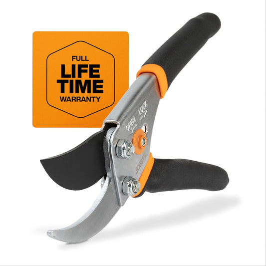 Bypass Pruning Shears, 5/8" Cut Capacity Gardening Scissors, Self-Cleaning Sap Groove Prevents Sticking, Non-Slip Grip for Cutting Stems & Branches, Sharp Steel Blades w/ Low-Friction Coating