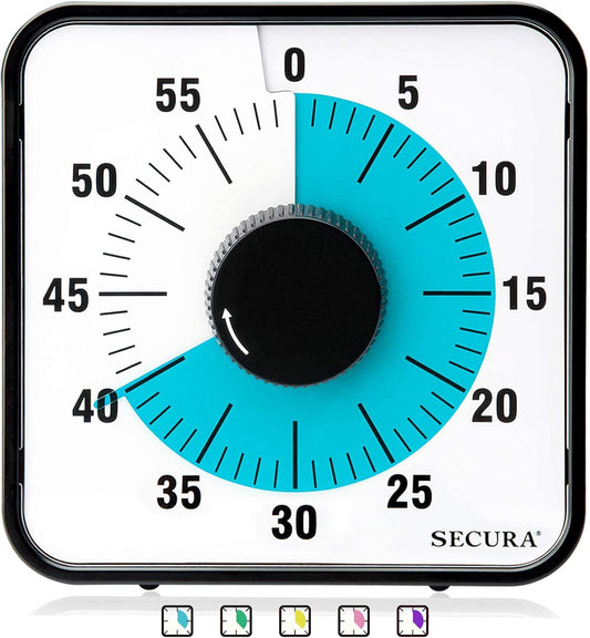 60-Minute Visual Countdown Timer, 7.5-Inch Oversize Classroom Visual Timer for Kids and Adults, Durable Mechanical Kitchen Timer Clock with Magnetic Backing (Blue)