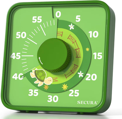 60-Minute Visual Countdown Timer, 7.5-Inch Oversize Classroom Visual Timer for Kids and Adults, Durable Mechanical Kitchen Timer Clock with Magnetic Backing (Blue)