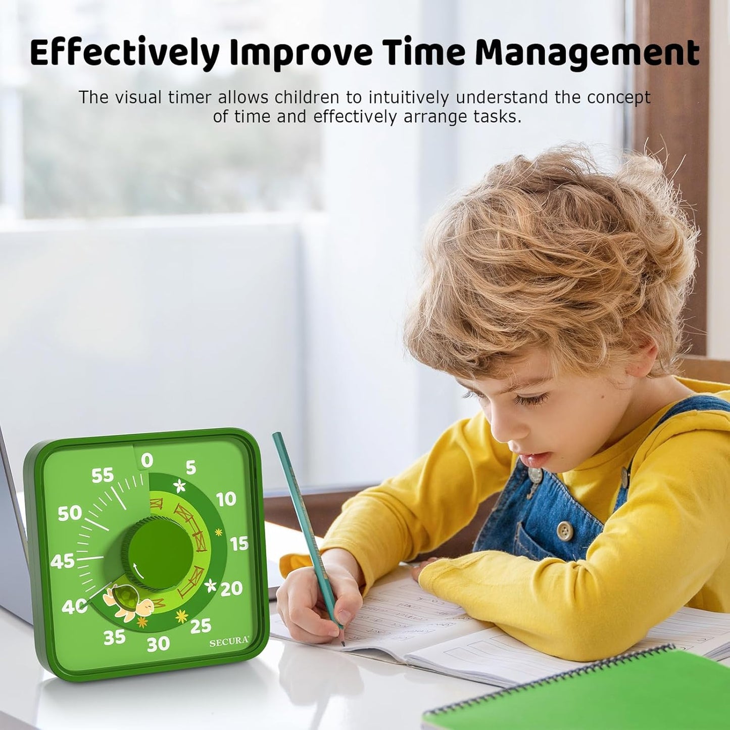 60-Minute Visual Countdown Timer, 7.5-Inch Oversize Classroom Visual Timer for Kids and Adults, Durable Mechanical Kitchen Timer Clock with Magnetic Backing (Blue)