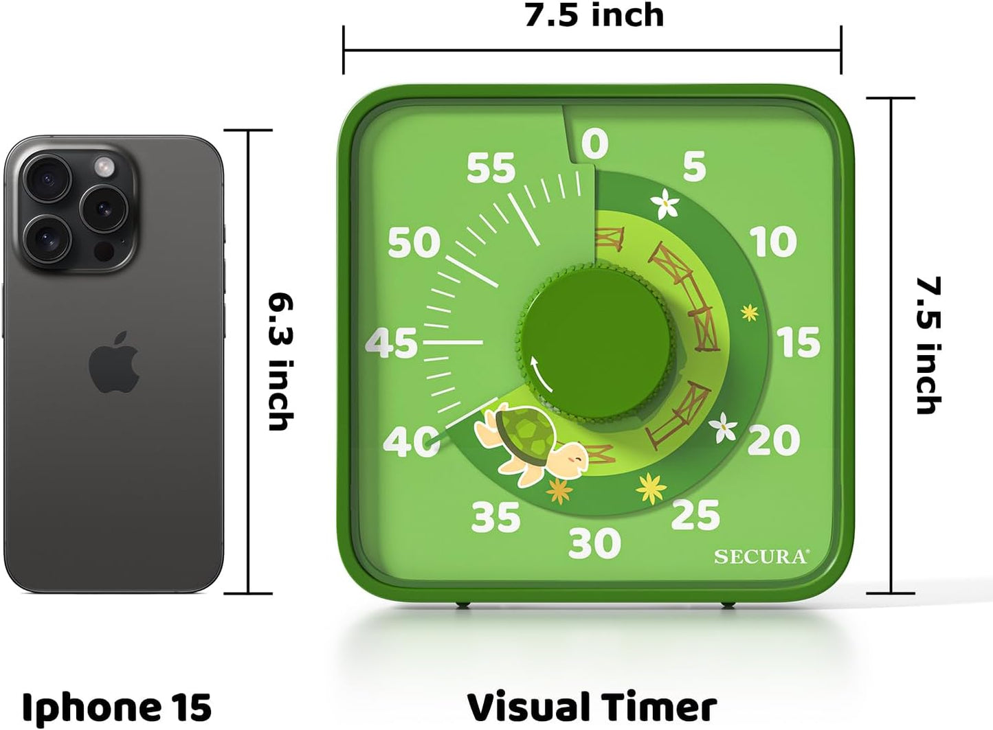 60-Minute Visual Countdown Timer, 7.5-Inch Oversize Classroom Visual Timer for Kids and Adults, Durable Mechanical Kitchen Timer Clock with Magnetic Backing (Blue)