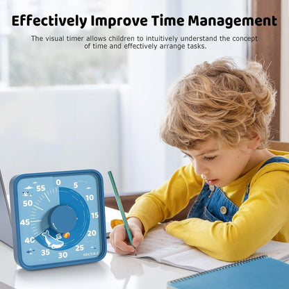 60-Minute Visual Countdown Timer, 7.5-Inch Oversize Classroom Visual Timer for Kids and Adults, Durable Mechanical Kitchen Timer Clock with Magnetic Backing (Blue)