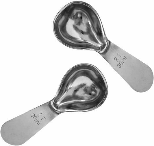 2PCS Stainless Steel Coffee Scoops, 2 Tbsp Measuring Spoons (30ml), Short Handle Tablespoons for Coffee, Tea, Sugar, Kitchen Gift Set (Silver)