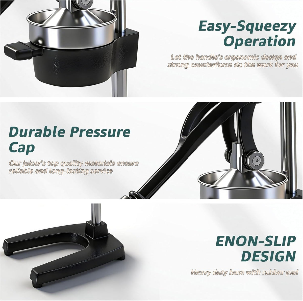 Manual Citrus Juicer, Cast Iron Lemon Squeezer for Orange Lime