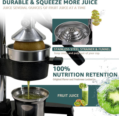 Manual Citrus Juicer, Cast Iron Lemon Squeezer for Orange Lime