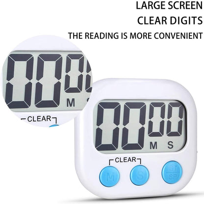 2 Pack Digital Kitchen Timer for Cooking Big Digits Loud Alarm Magnetic Backing Stand Cooking Timers for Baking White | Big Digits, Loud Alarm, Strong Magnetic, Large Screen, Countdown, Pomodoro, Stopwatch, Classroom Timers for Teachers