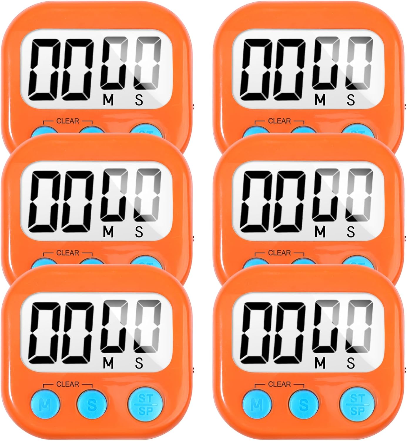 2 Pack Digital Kitchen Timer for Cooking Big Digits Loud Alarm Magnetic Backing Stand Cooking Timers for Baking White | Big Digits, Loud Alarm, Strong Magnetic, Large Screen, Countdown, Pomodoro, Stopwatch, Classroom Timers for Teachers