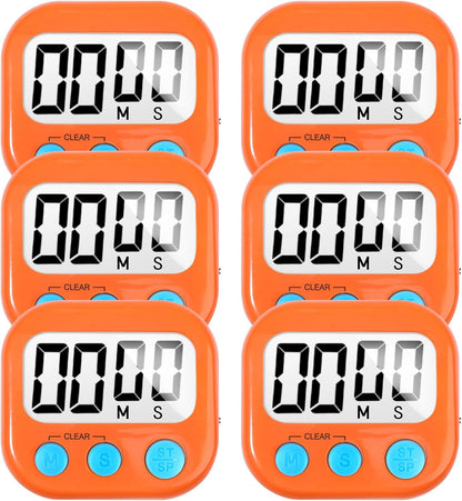2 Pack Digital Kitchen Timer for Cooking Big Digits Loud Alarm Magnetic Backing Stand Cooking Timers for Baking White | Big Digits, Loud Alarm, Strong Magnetic, Large Screen, Countdown, Pomodoro, Stopwatch, Classroom Timers for Teachers