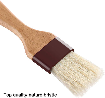 1 inch & 1.5 inch Pastry Brush Natural Boar Bristle Basting Brush Kitchen | Oil Brush with Beech Wooden Handle and Hanging Rope String Grill BBQ Sauce Baster Baking Cooking Marinade Brushes (Pack of 2)