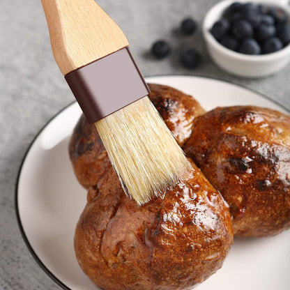 1 inch & 1.5 inch Pastry Brush Natural Boar Bristle Basting Brush Kitchen | Oil Brush with Beech Wooden Handle and Hanging Rope String Grill BBQ Sauce Baster Baking Cooking Marinade Brushes (Pack of 2)