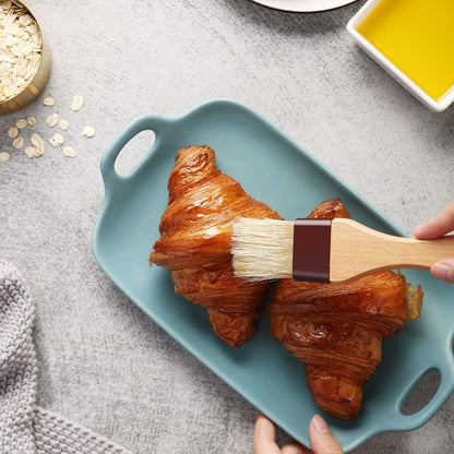 1 inch & 1.5 inch Pastry Brush Natural Boar Bristle Basting Brush Kitchen | Oil Brush with Beech Wooden Handle and Hanging Rope String Grill BBQ Sauce Baster Baking Cooking Marinade Brushes (Pack of 2)