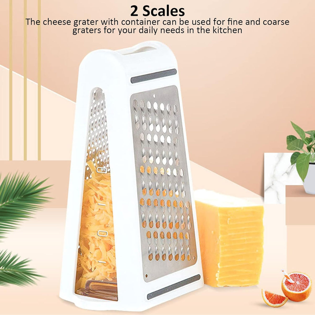 Cheese Grater, Multipurpose Kitchen Box Grater Food Grater Vegetable Shredder with Storage Container for Cheese, Vegetables, Ginger, Garlic (1)